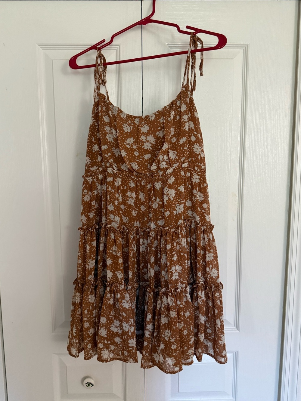 Women’s Tiered Floral Sundress in Brown and White